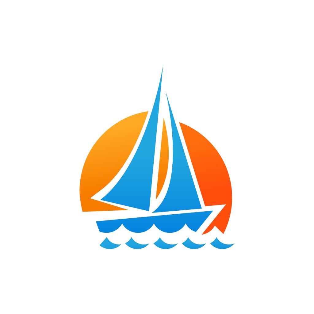 彩色帆船波浪矢量logo图标素材下载