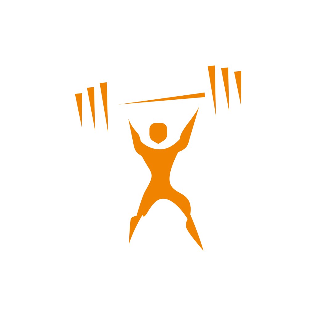 运动公司logo设计--人物哑铃举重logo图标素材下载