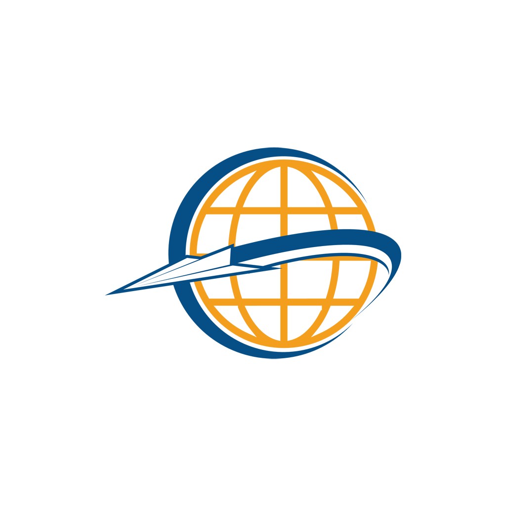 商务贸易logo设计--地球纸飞机logo图标素材下载