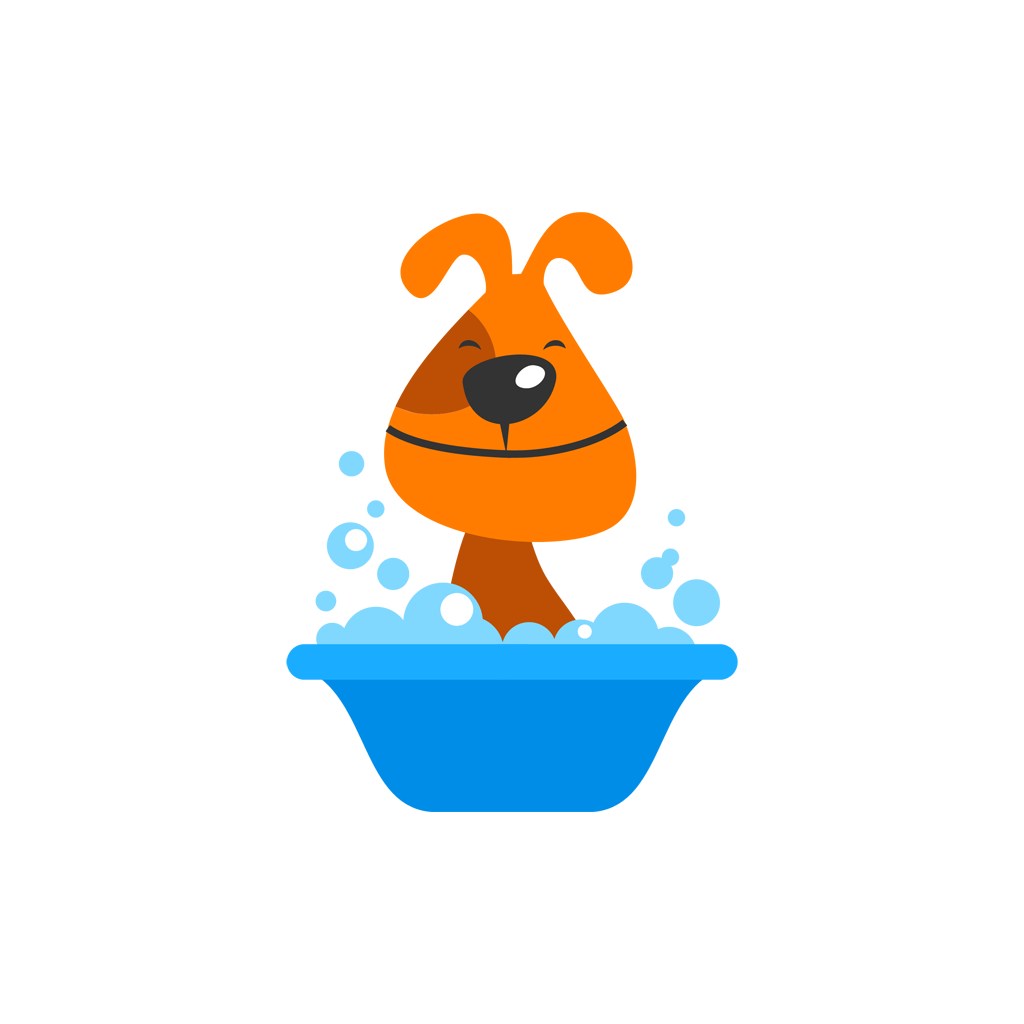 儿童玩具logo设计--洗澡的狗狗logo图标素材下载