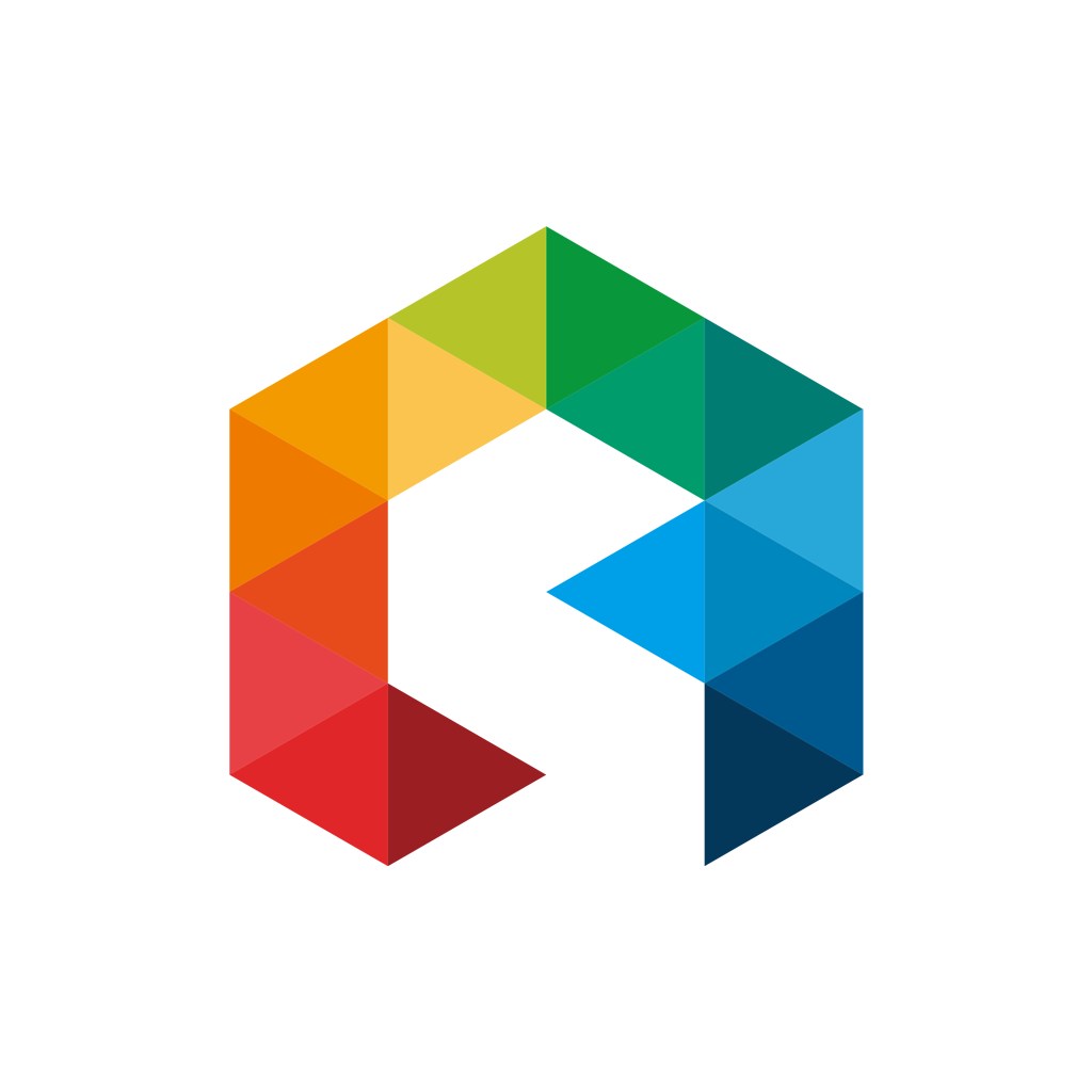 彩色立体三角形组合logo图标素材下载