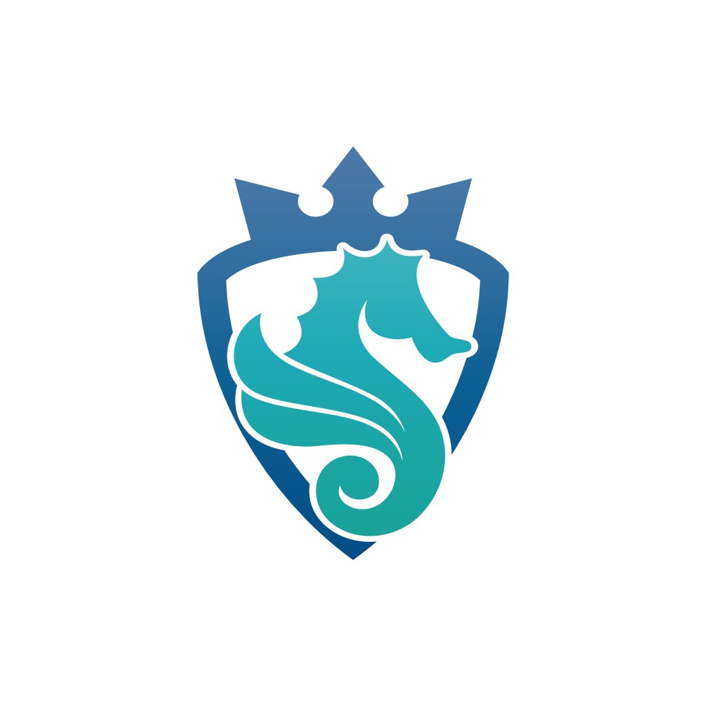 海马皇冠徽章logo矢量元素