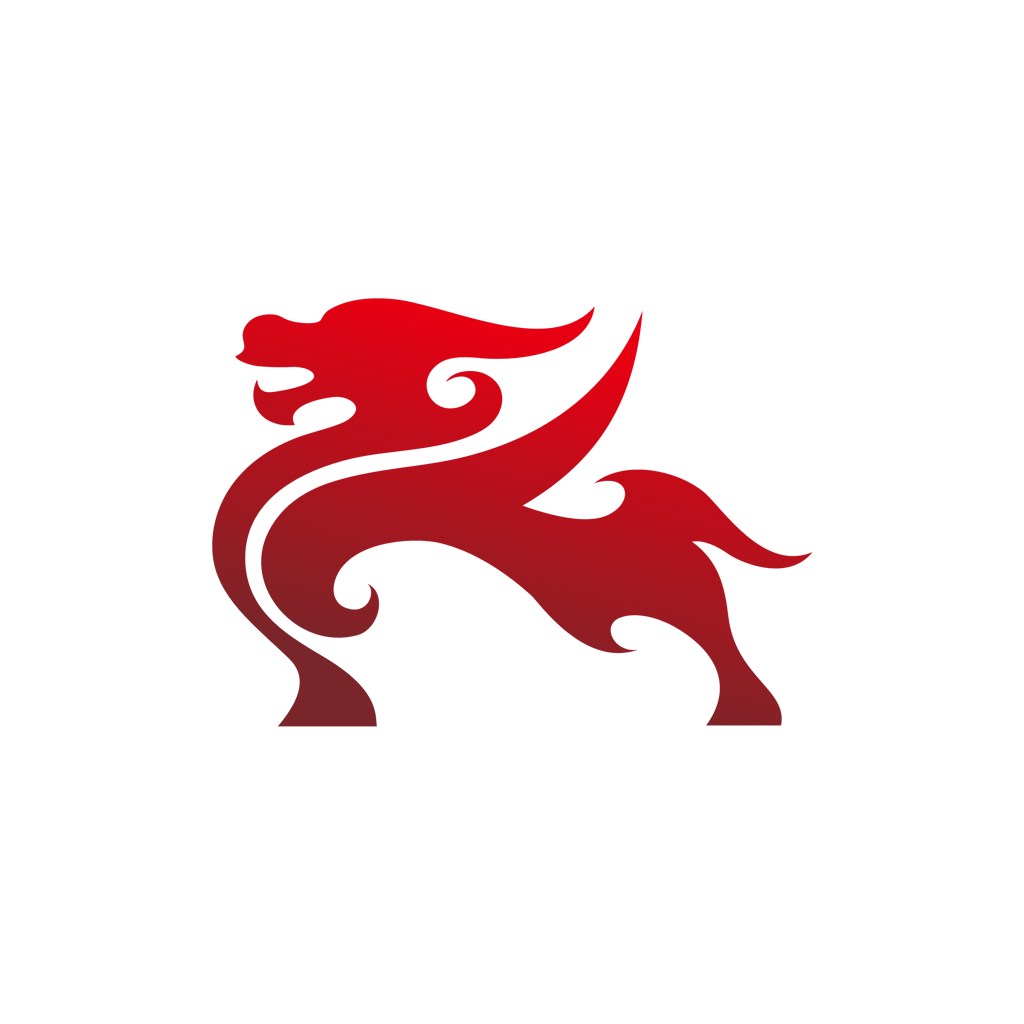 红色古典麒麟图标logo设计