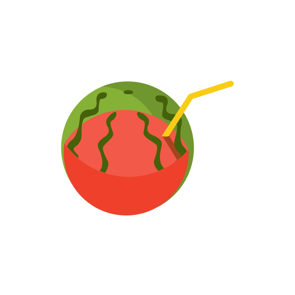 红色绿色西瓜吸管矢量logo