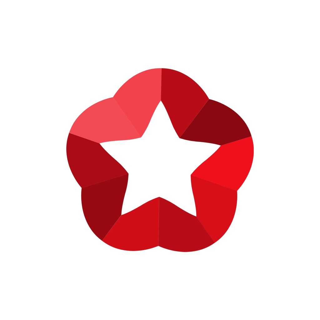 红色花朵五角星矢量logo图标设计