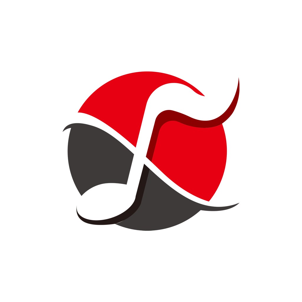 红黑色音符矢量logo图标设计