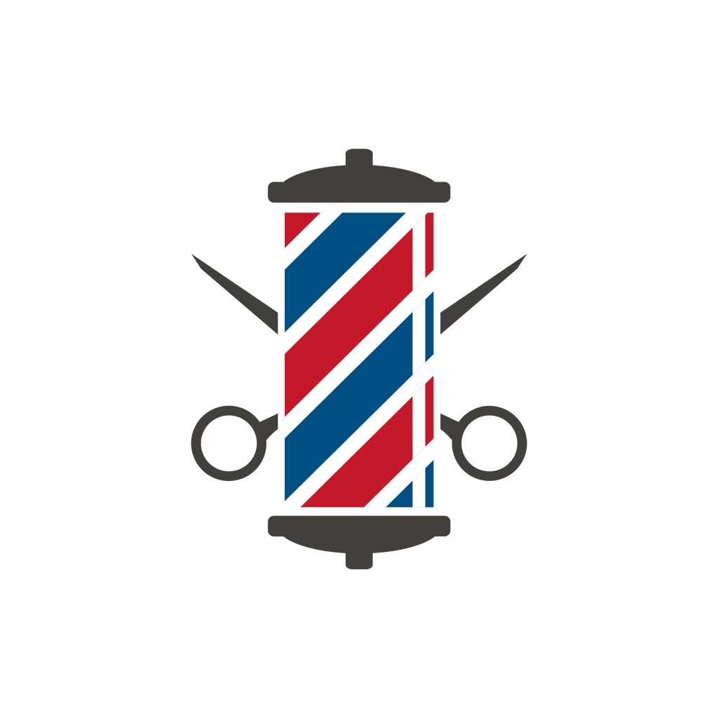 红蓝剪子理发店矢量logo图标