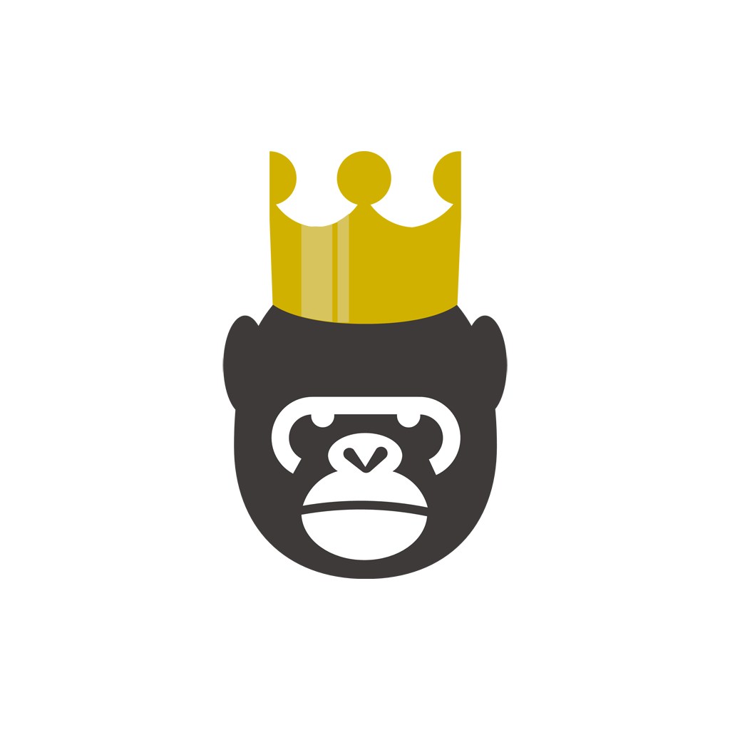 戴皇冠猩猩娱乐教育影视矢量logo图标
