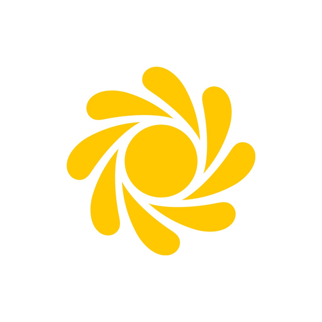 黄色旋转的太阳矢量logo图标设计