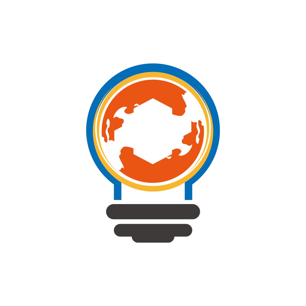 商务贸易logo设计--地球灯泡logo图标素材下载