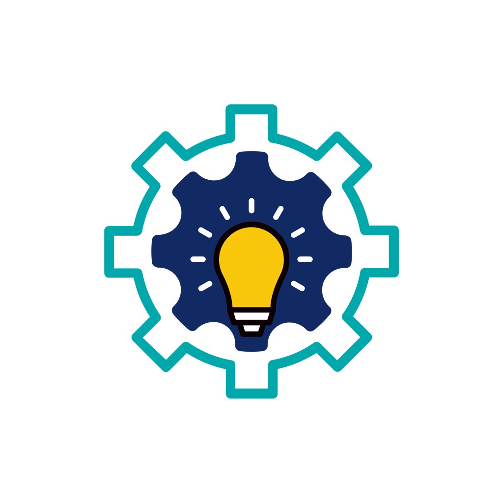 设计传媒logo设计--灯泡齿轮logo图标素材下载