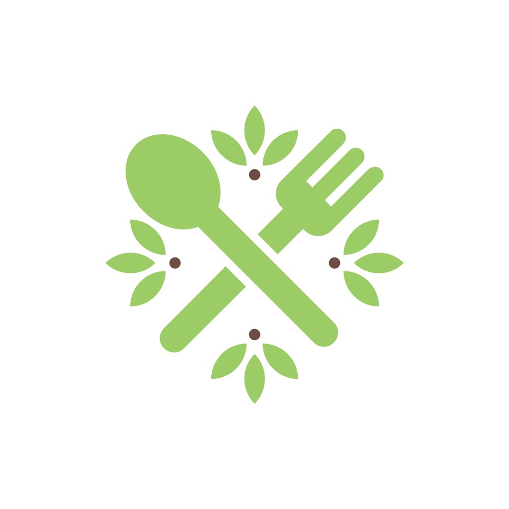 餐饮食品logo设计--刀叉叶子logo图标素材下载
