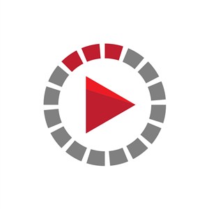 灰色红色缓冲中圆形三角标志logo素材