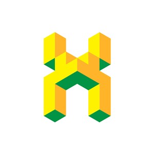 立体积木黄色字母X矢量logo设计素材