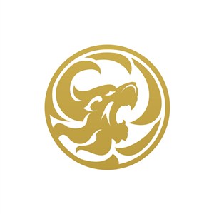 金色圆形咆哮的老虎矢量logo设计素材