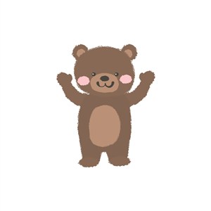 卡通儿童棕色小熊矢量图标logo设计