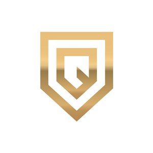 金色盾牌字母Q矢量logo元素设计