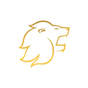 金色线条咆哮的狮子头像logo素材设计
