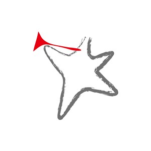 灰色吹喇叭的海星矢量logo设计素材