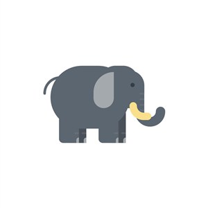 灰色卡通大象矢量logo图标设计