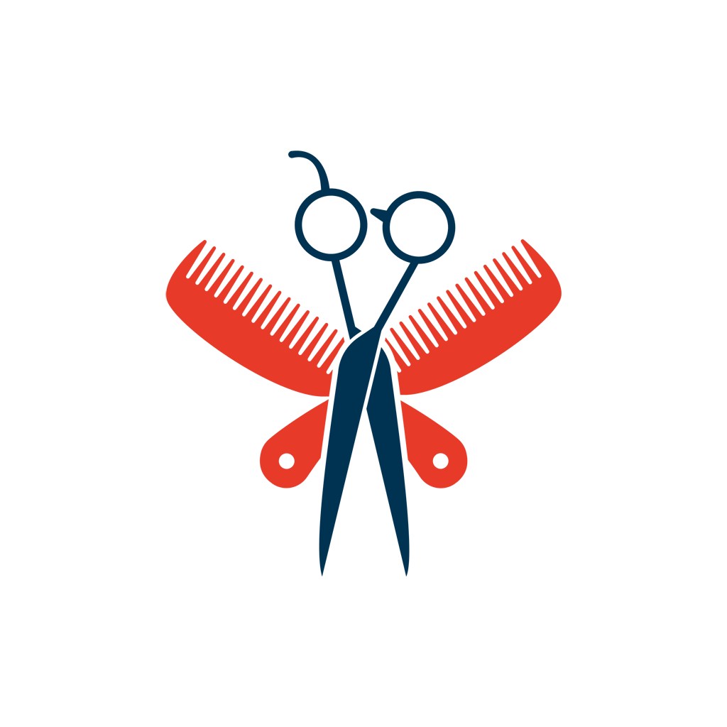 剪刀梳子美容理发相关矢量图logo素材