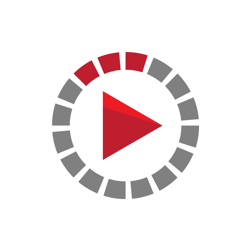 灰色红色缓冲中圆形三角标志logo素材