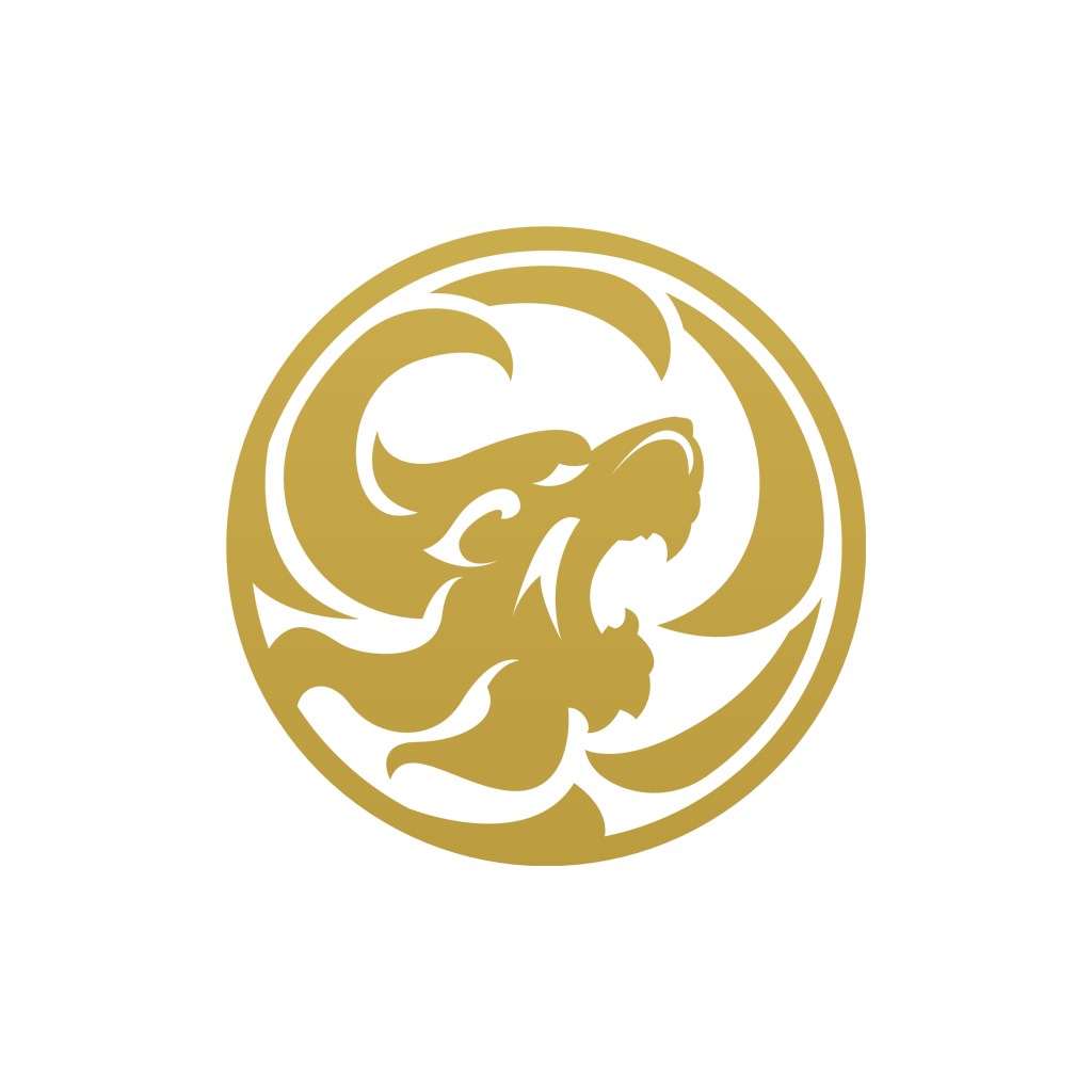 金色圆形咆哮的老虎矢量logo设计素材