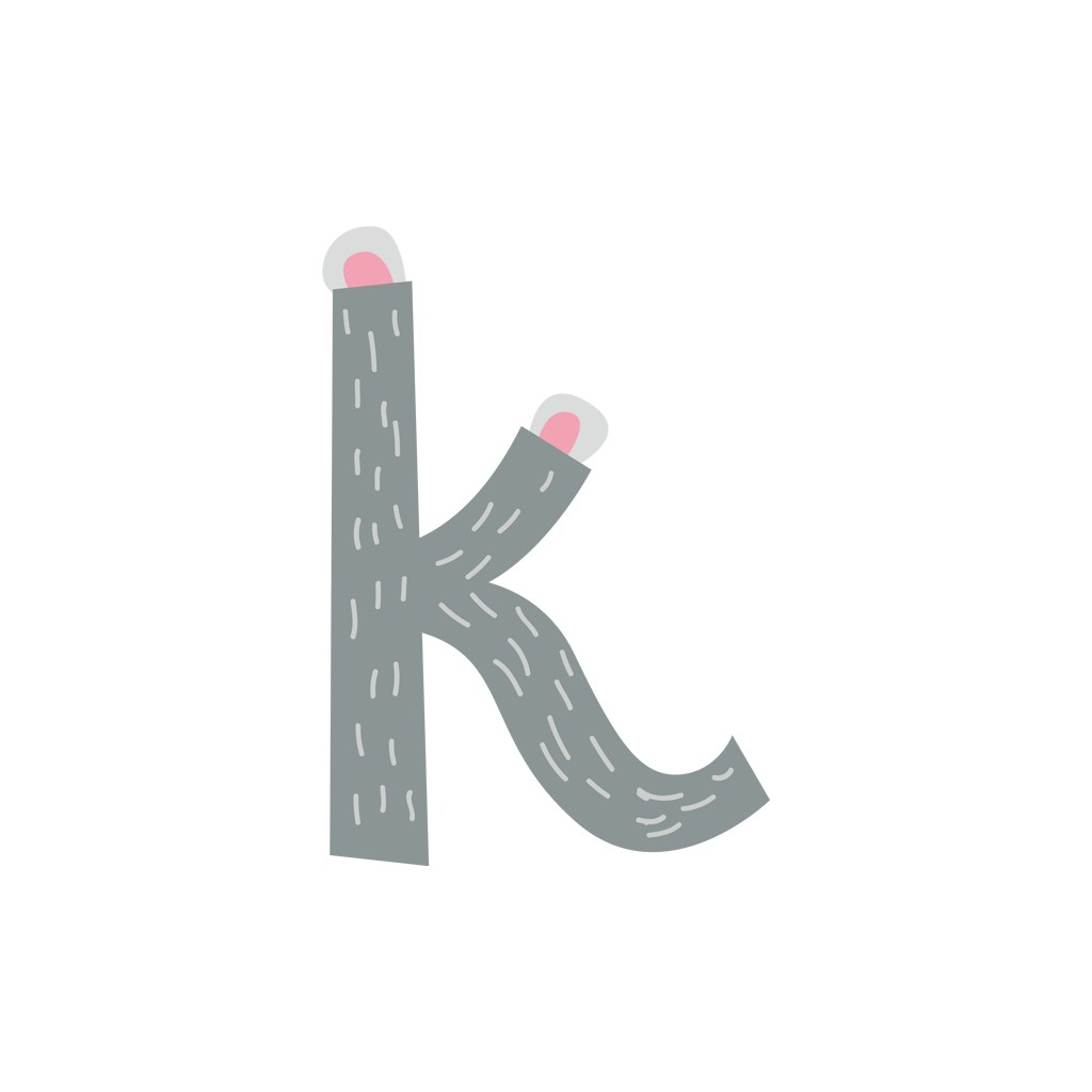 卡通考拉字母K可爱动物矢量logo图标