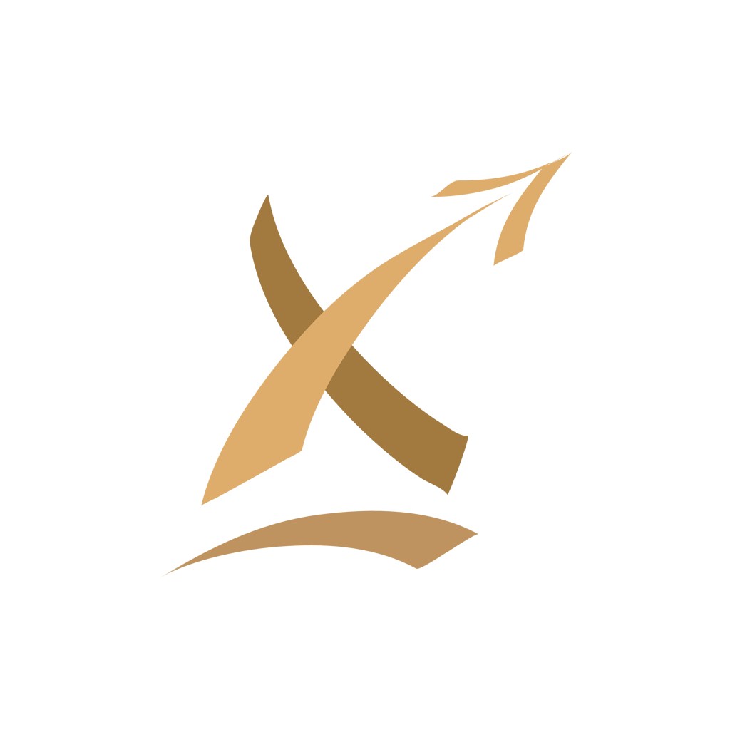 金色字母X箭头矢量logo图标