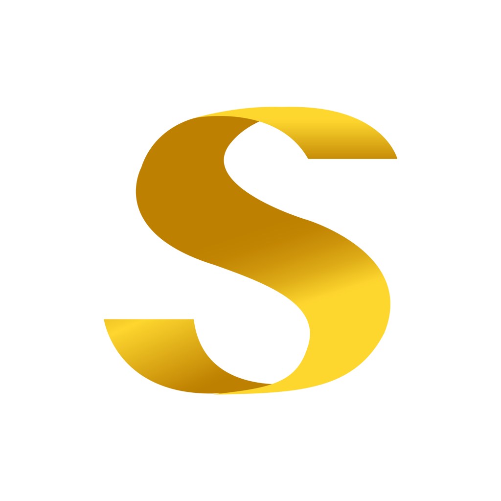 黄色字母S曲面线条logo设计素材