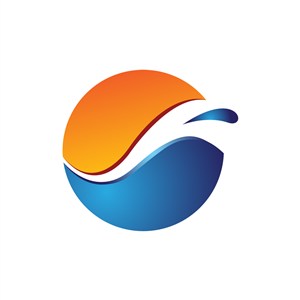 蓝色橙色水滴图案圆形矢量logo图标