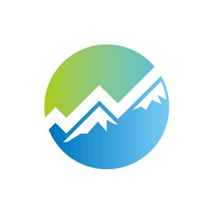 蓝绿色圆形山峰矢量logo图标设计