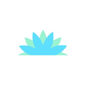 蓝绿色绽放的莲花矢量logo图标