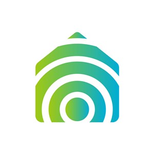 蓝绿色圆环房子矢量logo元素设计