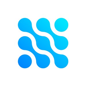 蓝色渐变方形细胞组合logo设计素材