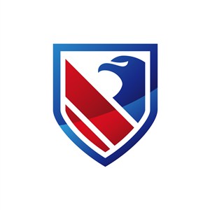蓝色红色老鹰盾牌矢量logo设计