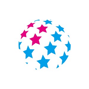 蓝色粉色星星矢量球形logo设计