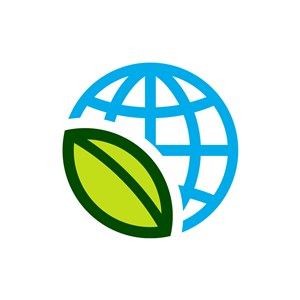 蓝色地球叶子矢量logo设计素材
