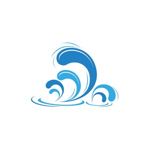 蓝色海浪水花海鲜食品矢量logo图标