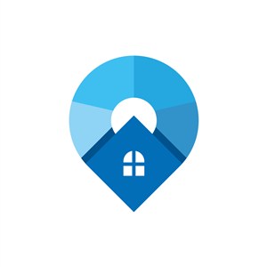 蓝色环形房子矢量logo素材设计