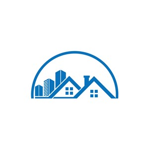 蓝色房子建筑矢量logo图标设计