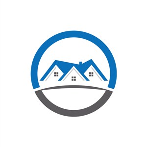 环形蓝色房屋矢量logo图标
