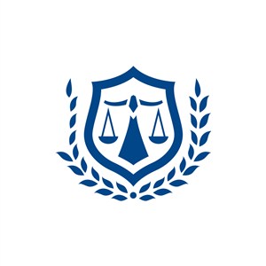 蓝色法律制衡天平徽章矢量logo元素