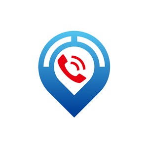 蓝色地图地标红色电话矢量logo图标