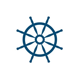 蓝色船舵航海海运渡轮相关矢量logo图标