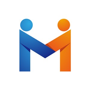字母M人物携手合作矢量logo图标设计