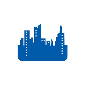 蓝色城市建筑群矢量logo图标素材