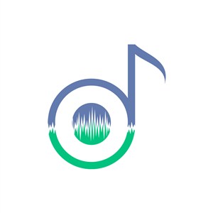 蓝绿色音乐音符矢量logo设计