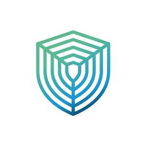 蓝绿色网状盾牌矢量logo素材