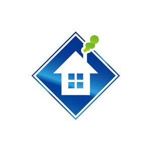 蓝绿色房子矢量logo元素